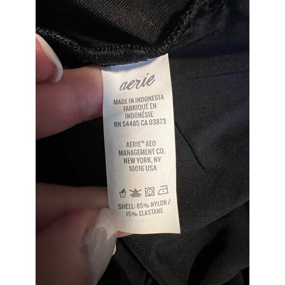 NWT Aerie Women's Ribbed Shimmer Banded Wide Strap Scoop Bikini Top True Black S - Picture 8 of 11